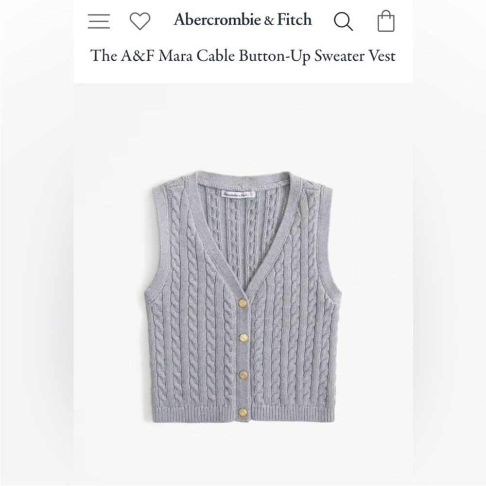 A&F Mara Cable Knit Gold Button Down Sweater Academia Preppy Old Money - Small - Picture 2 of 10